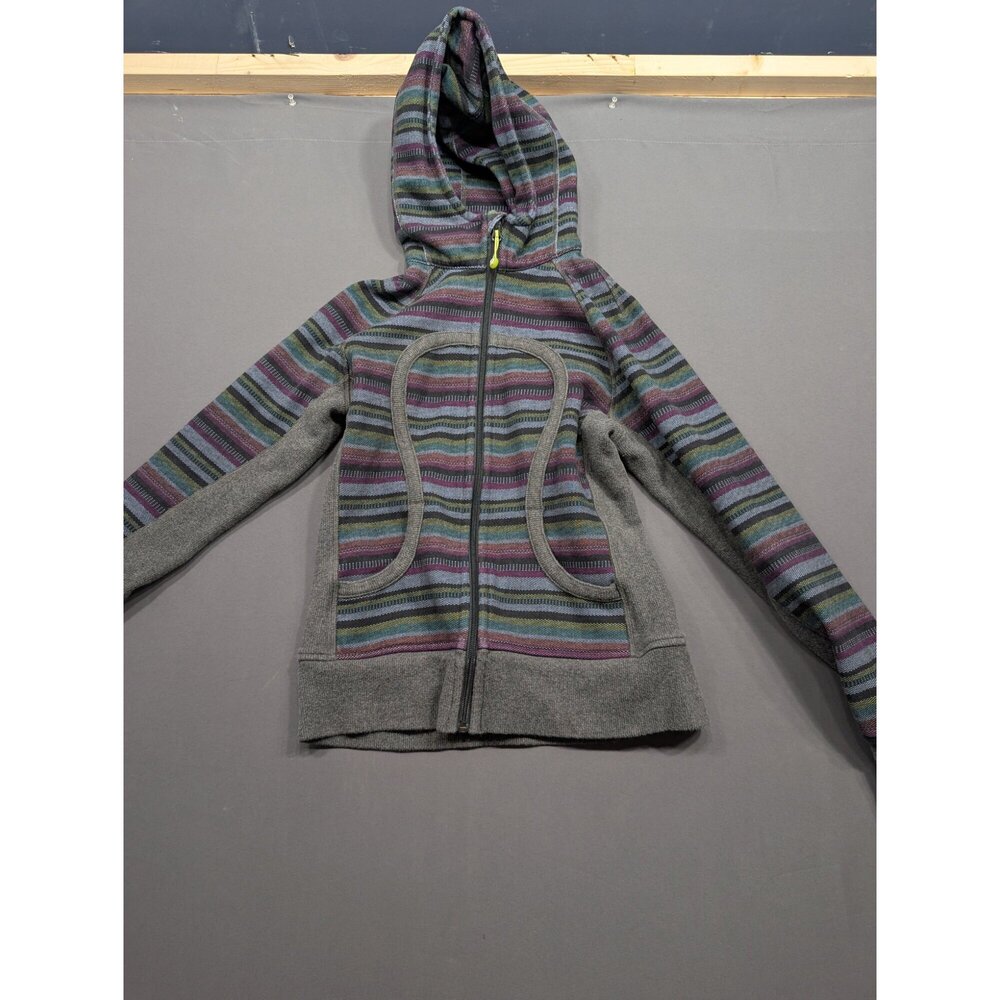 Lululemon Scuba Hoodie Full Zip Size 6 Striped Multicolor Gray